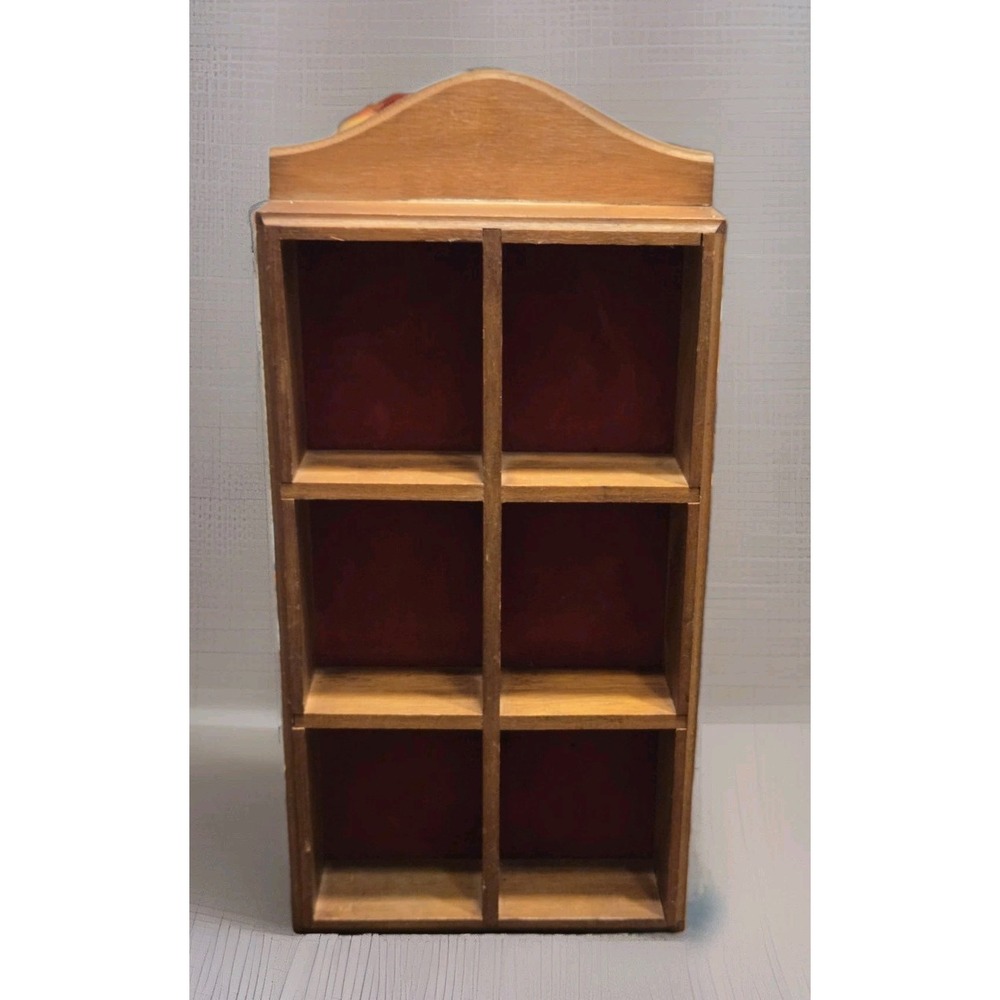 Solid Wood 3 Tiered 6 Cubby Wall Curio Shelf , Tea Cup Or Trinket Shelf